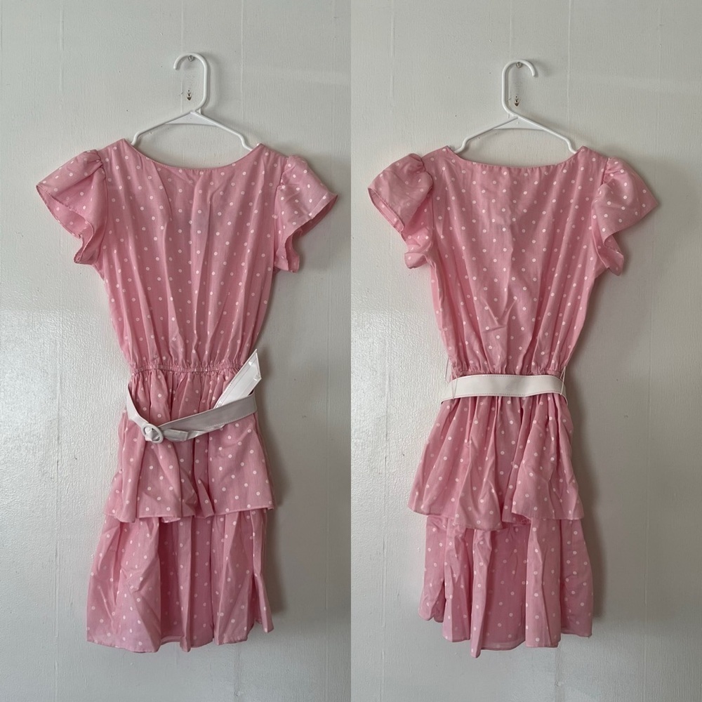 Vintage Mary My Luv Pink Barbie Polka Dot Ruffle Dress